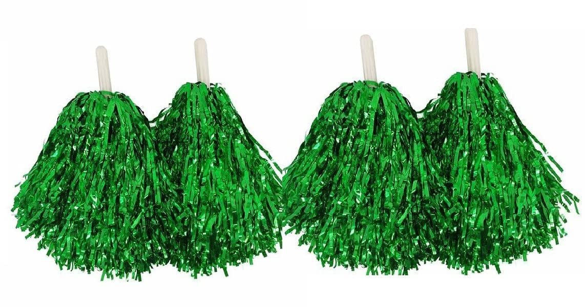 MOREL RED,GREEN,PINK,GOLDEN (4PCS EACH) COLOR CHEERLEADING SQUAD SPIRITED FUN POMPOMS CHEER COSTUME ACCESSORY FOR SPORTS DAY, ANNUAL DANCE FUNCTION, BIRTHDAY EVENT PARTY. (RED-4-GREEN-4-PINK-4-GOLDEN-4) 2