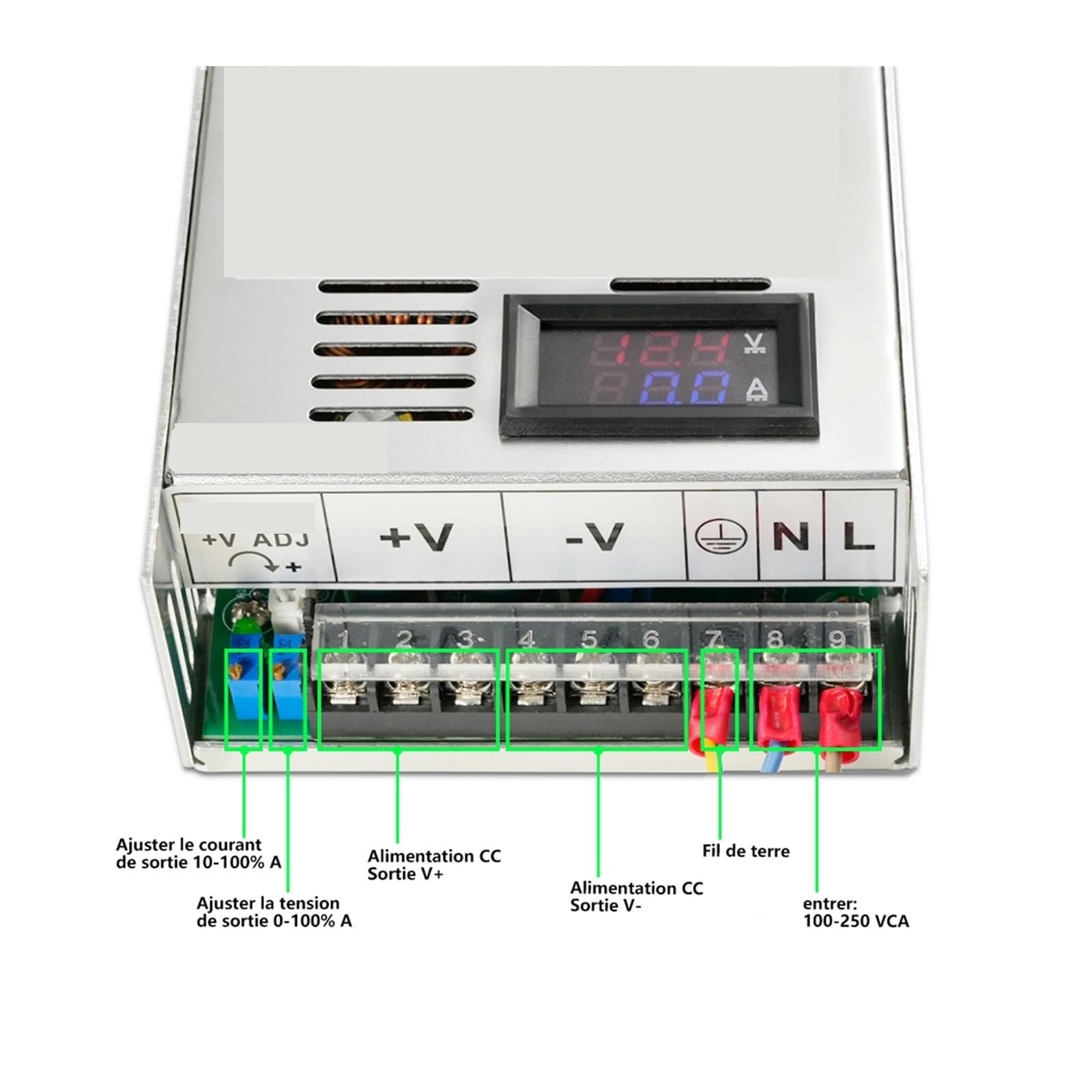 Zmienne zasilanie DC, Zasilacz Impulsowy 600 W 0-12 V 15 24 30 48 60 72 85 90 110 150 220 AC/DC Pojedyncze Wyjście Regulowane SMPS MS-600-12(0-200V 2.7A)