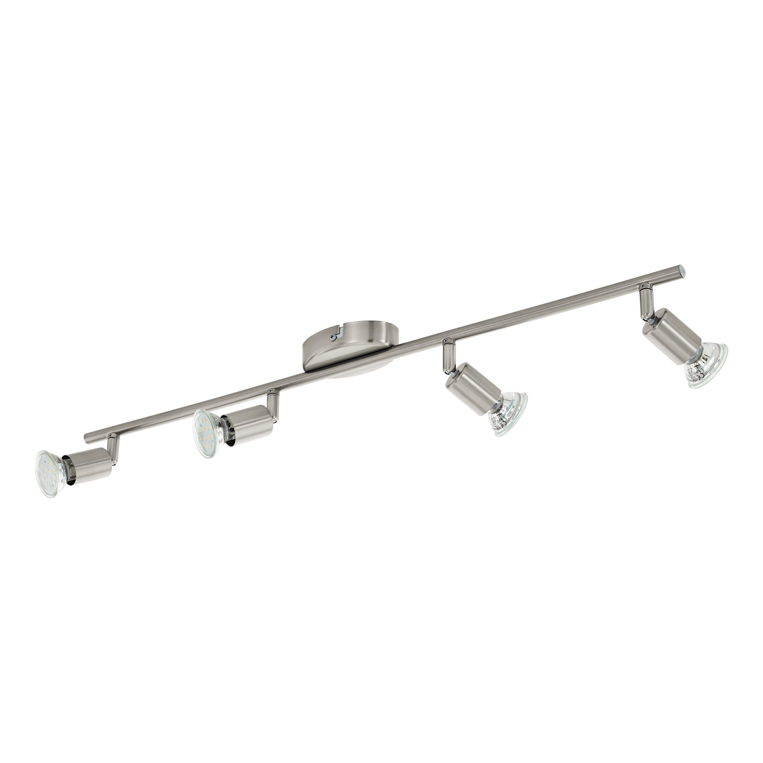 Eglo White Buzz Led Four Spotlight In Satin Nickel