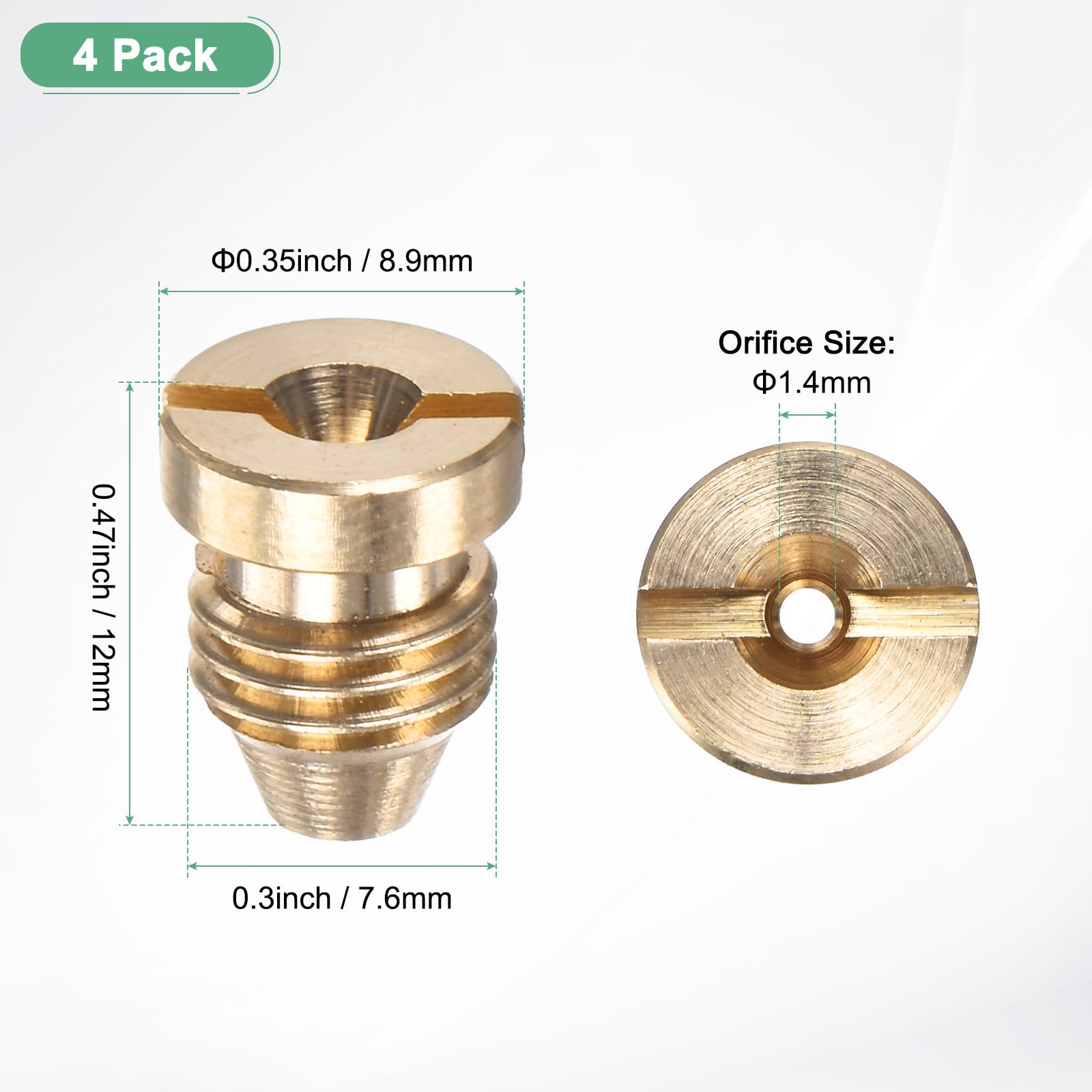 M METERXITY 4-Pack Foam Cannon Orifice Nozzle, 1.4mm Brass Universal Thread Tips for Snow Foam Lance/Garden Hose/Kitchen Cleaners, Sprayer Connector Replacement Nozzles - Image 3