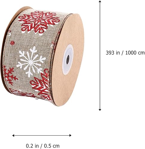 Miniatura 7 de EXCEART 1 rollo de cinta de Navidad con patrón de copo de nieve, cinta de envoltura de regalo, lazo para el pelo, cinta de decoración de árbol de