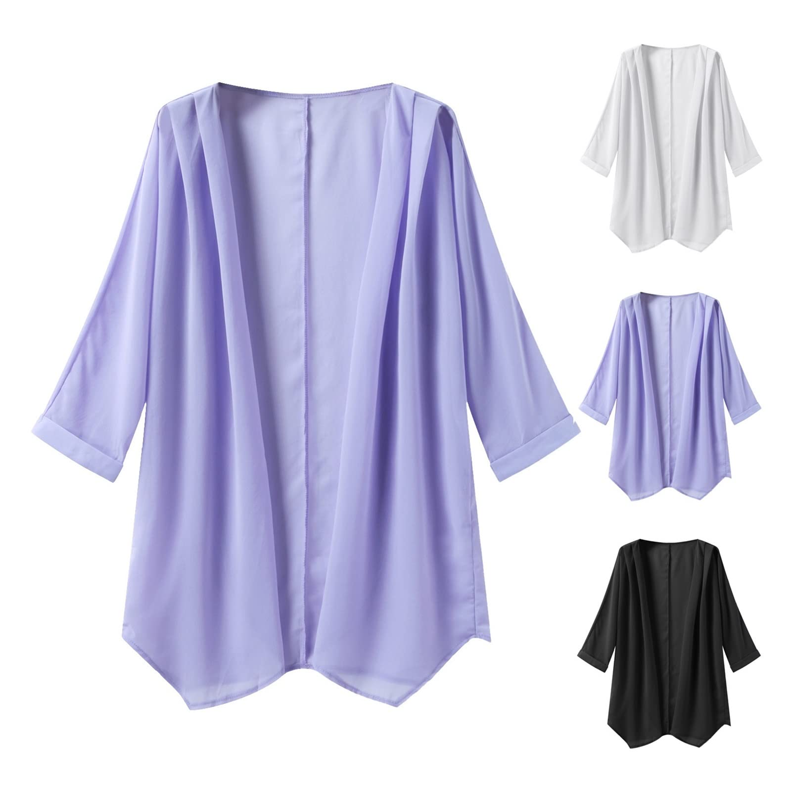 ZZSRJ Coperchio di Costumi da Bagno da Donna su Una Gonna da Spiaggia in Bikini Casual Trasparente Kimono Cardigan Shawl da Bagno Cover up (Color : White, Dimensione : S)