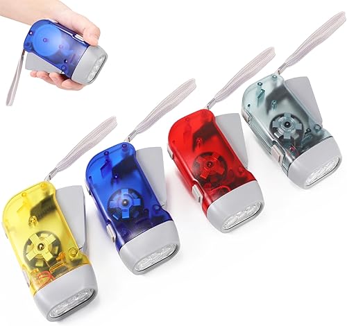 BFVV Linterna de manivela de mano linterna LED recargable de emergencia, paquete de 8 antorchas inmediatas para acampar deportes al aire libre