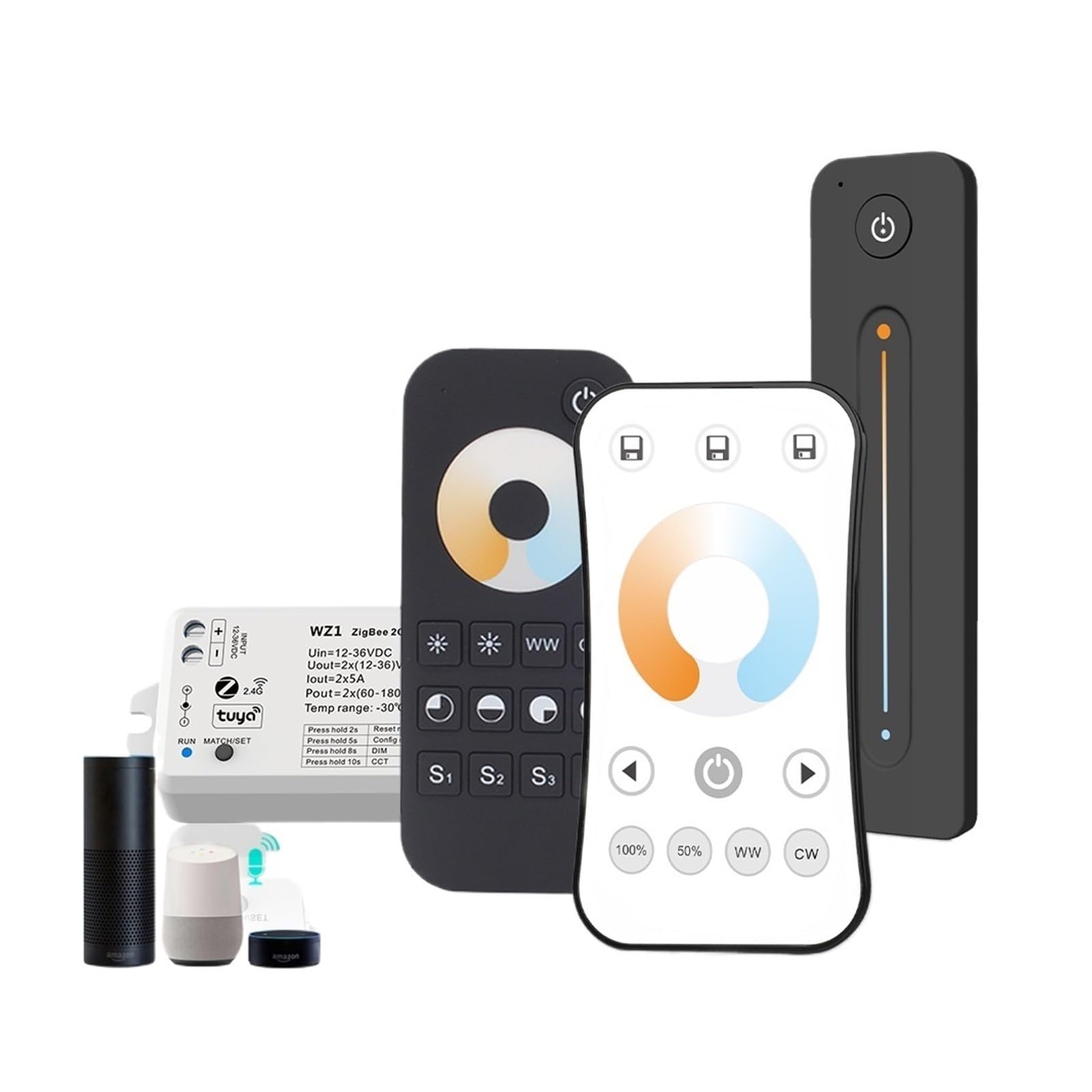 Tuya Zigbee LED regulador de intensidad 12V 24V DC 2CH 10A Wifi inteligente 2,4G RF remoto Multi-nube Control de voz Push Dimming CCT controlador WZ1 (Color : R6 (DIM) Only)