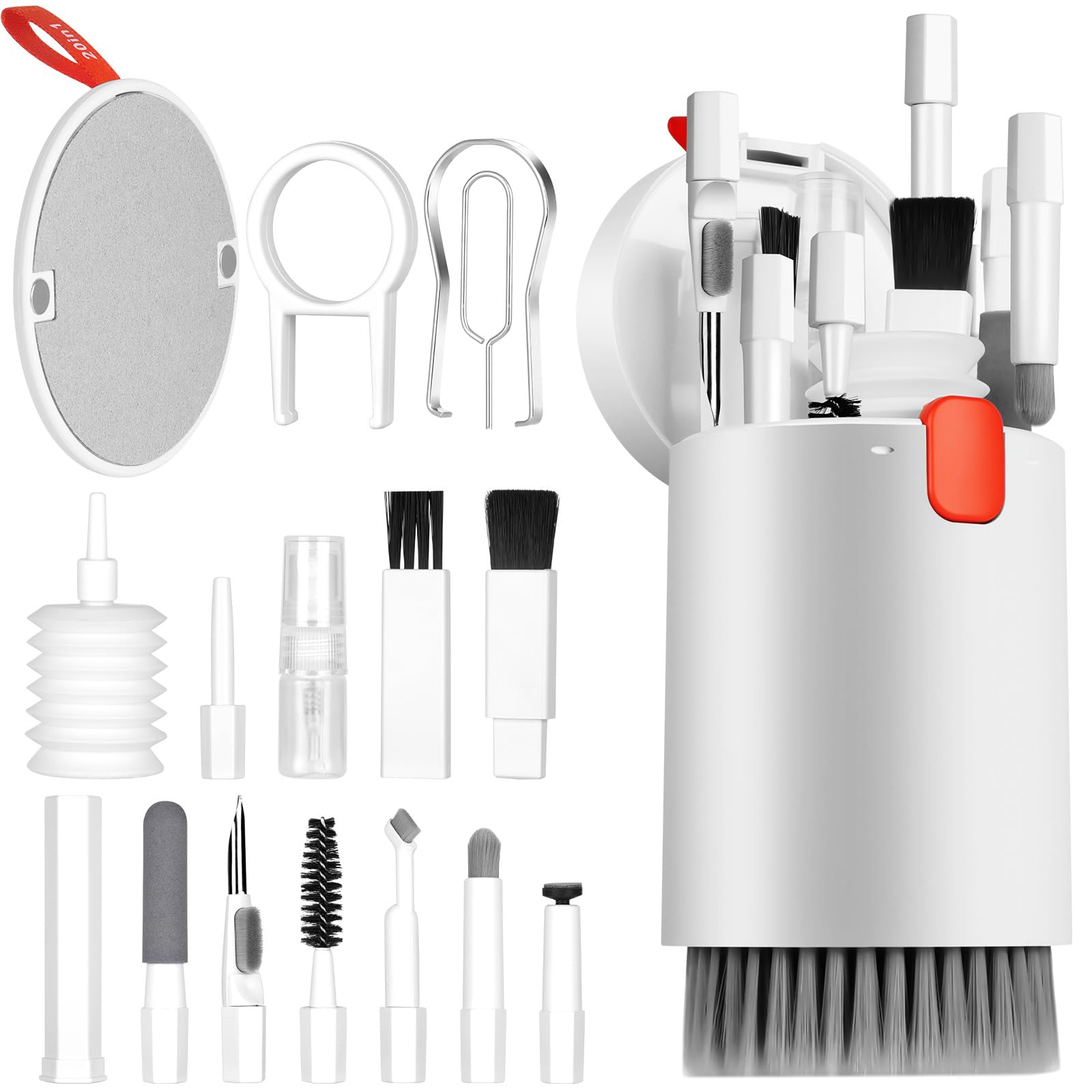 Zestaw do czyszczenia klawiatury 20 w 1, zestaw do czyszczenia słuchawek AirPods ze szczotką i sprayem, do czyszczenia klawiatury, laptopa, telefonu komórkowego, monitora PC, aparatu (biały)