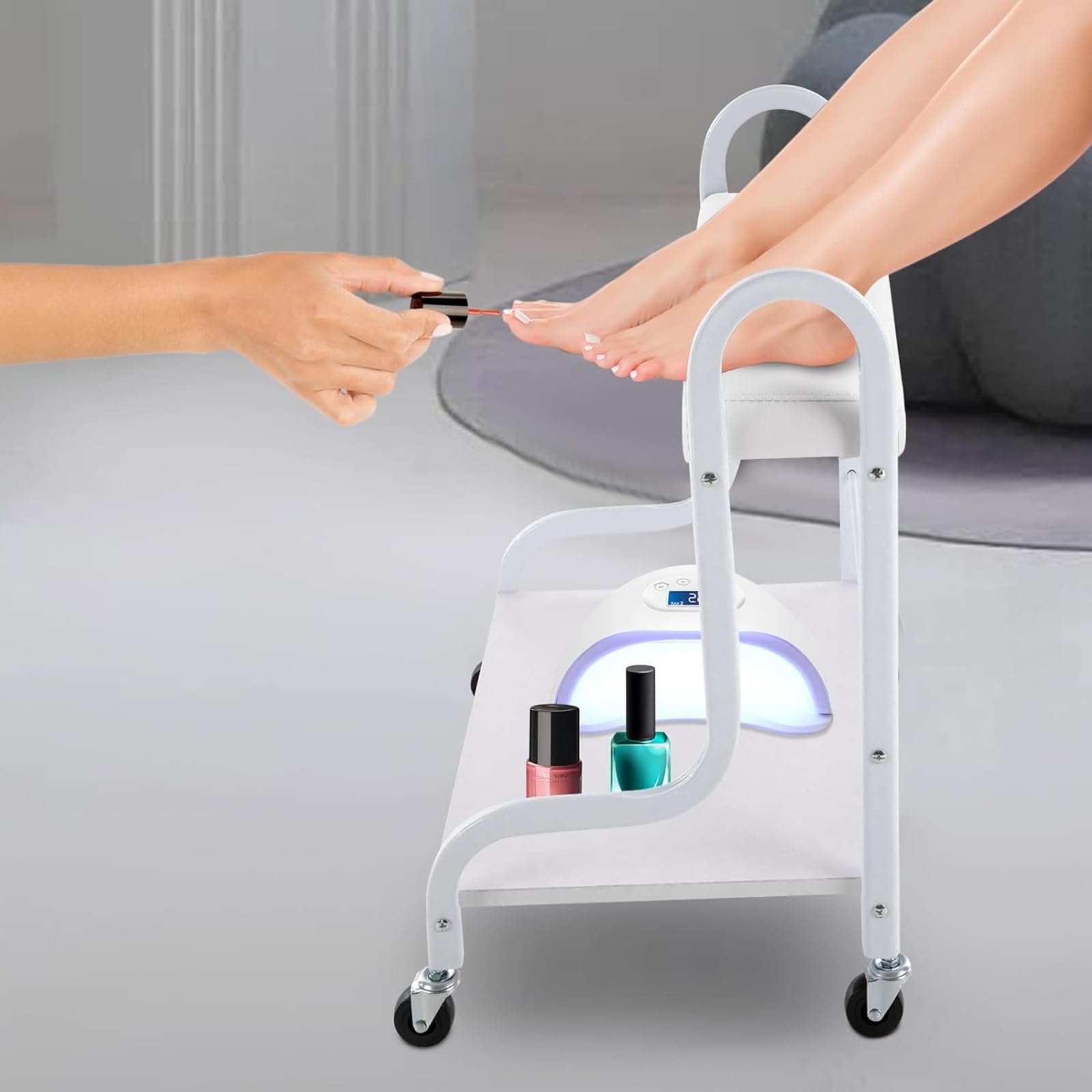 Wózek Spa do kąpieli stóp, Pedicure Manicure Salon kosmetyczny Kąpiel stóp do paznokci Spa Przenośny wózek na wózek kosmetyczny z kołami i stojakiem do przechowywania, obciążenie 220 funtów