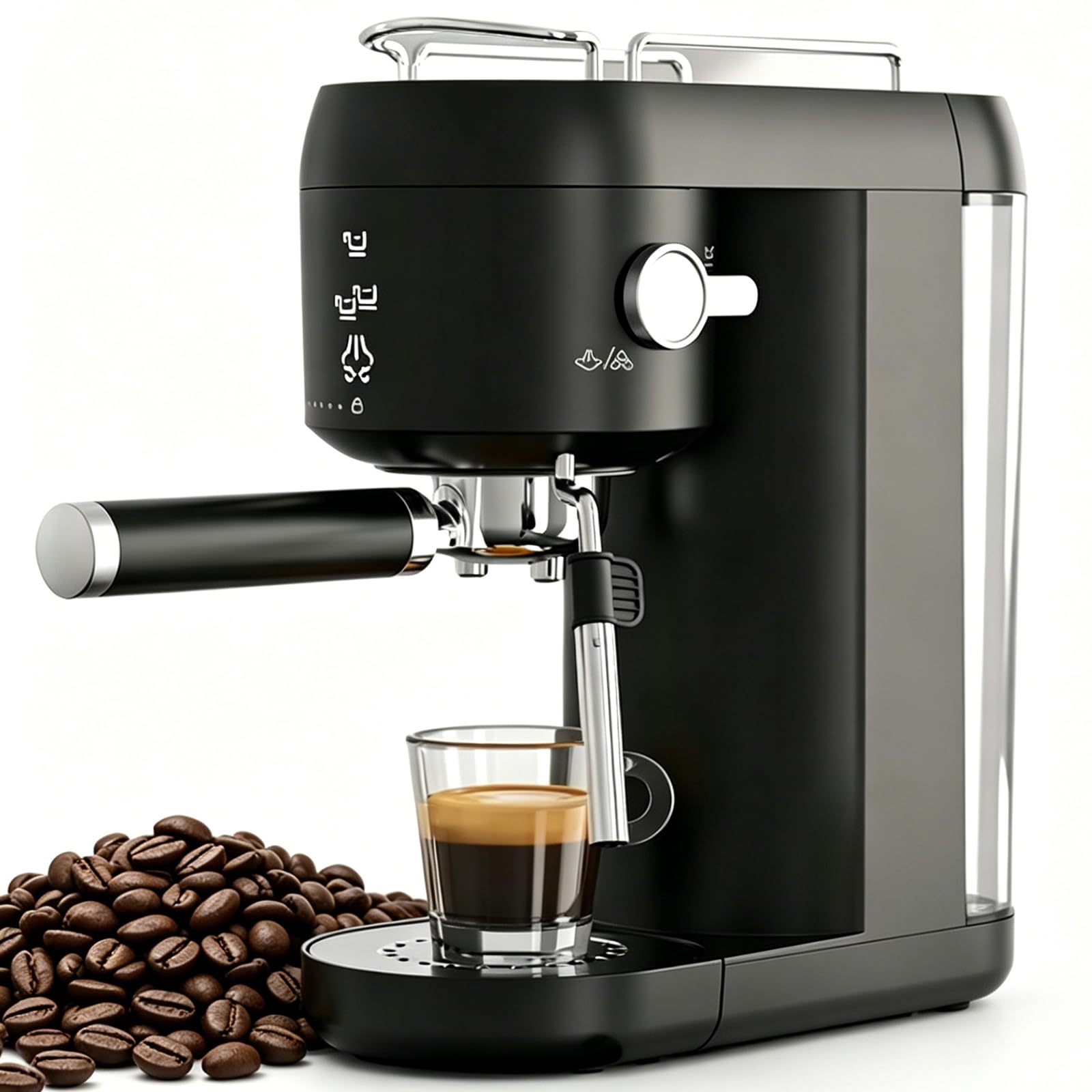 Ekspres do kawy, kompaktowy ekspres do kawy z ciśnieniem pompy 20 barów, różdżka parowa z pianki mlecznej do cappuccino, latte, macchiato, napojów w stylu baristy w domu