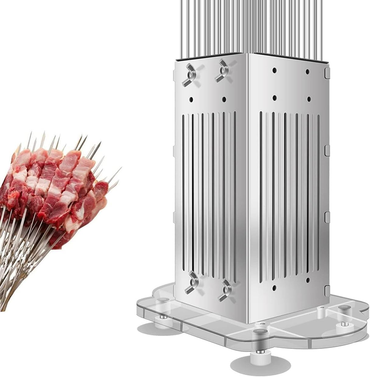 49 Hole BBQ Grill Shish Kebab with Stainless Steel Skewers Brochette Beef Skewer Making Machine