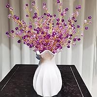 SWEXURY 16PCS Crystal Acrylic Artificial Flower Bouquets - Handmade Beaded Baby Breath Stems for Wedding Party Home Decor