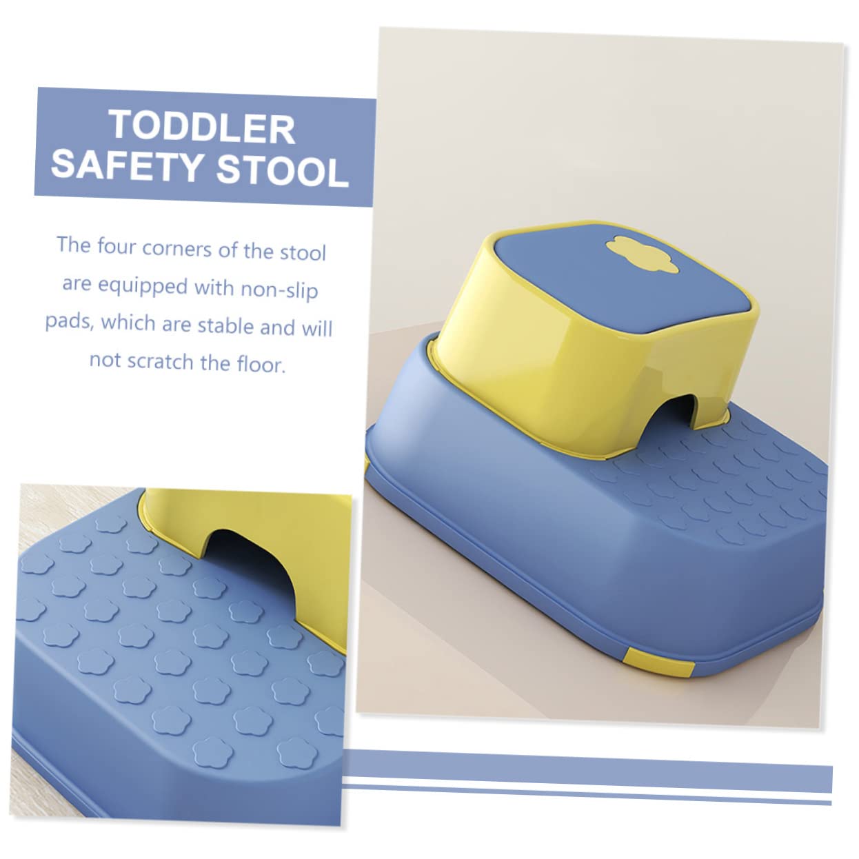 Marchepied Double pour Garçon et Filles, Tabouret de Sécurité Rond PP | Compact et Léger, Pieds Antidérapants, pour Bébé et Garçon et Filles, Usage Quotidien à Maison