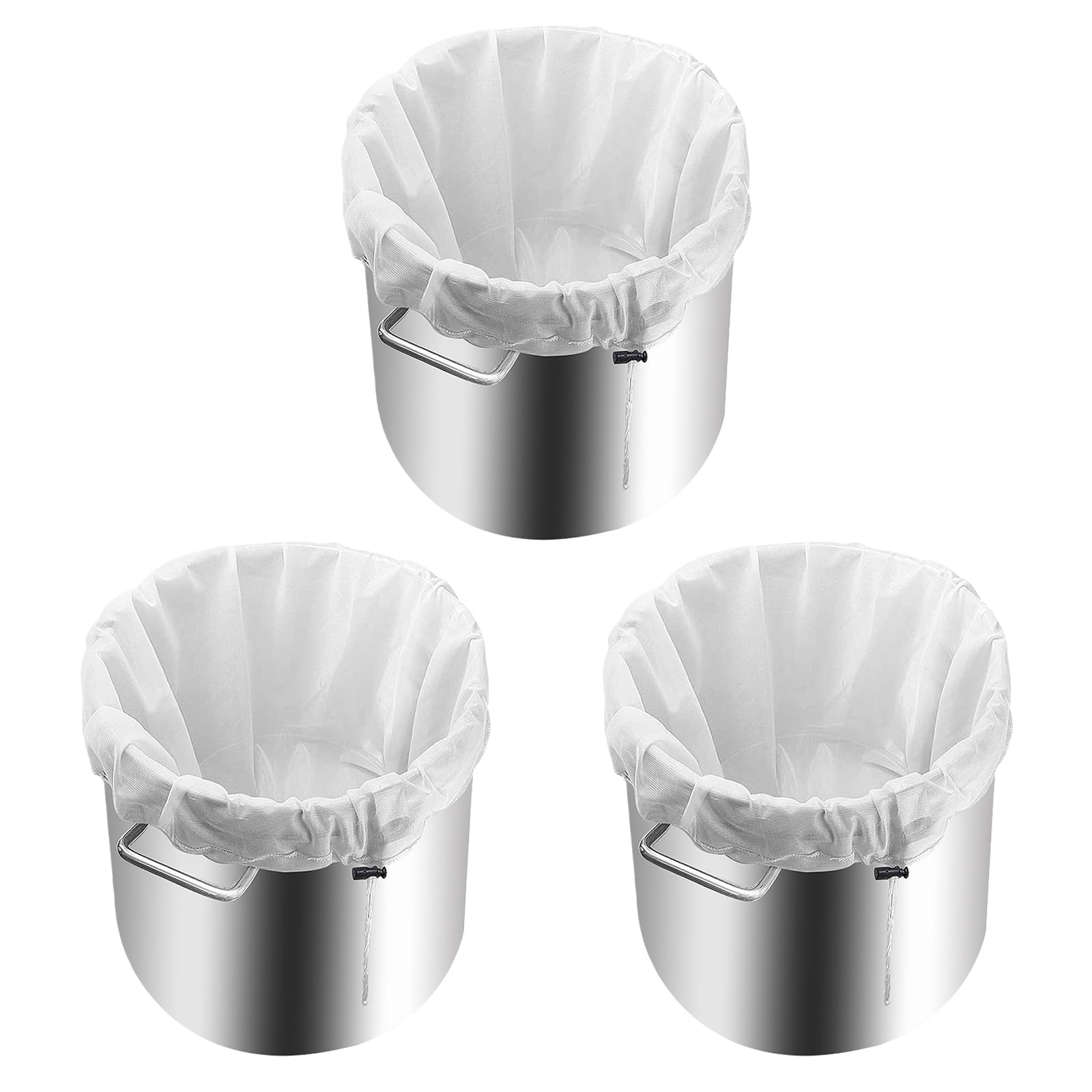 Maxtonser 3Pcs Drawstring Straining Brew Bag Teas Coffee Juices Filter Net Fine Meshes Strainer Bags For Brewing, Straining, Filte