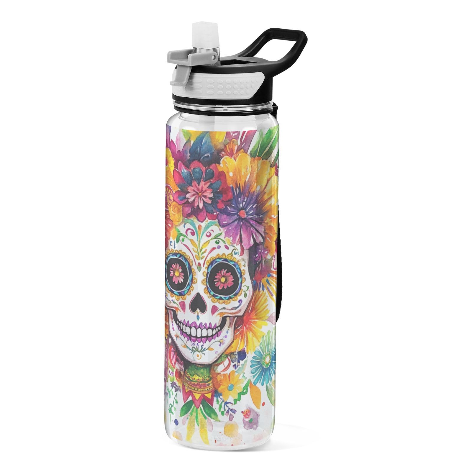 Bouteille d'eau en Tritan 887 ml Dia De Los Muertos, gourde non toxique premium
