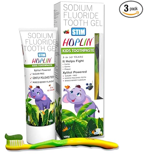 Hoplin Kids Toothpaste : Pack of 3 : Age 3 - 10 Years