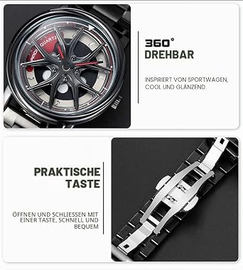Men's watch creative watches car wheel rim hub watch car wheel rims hub watch men's sports waterproof custom design wristwatch 3D car wheel rim hub quartz men's watch