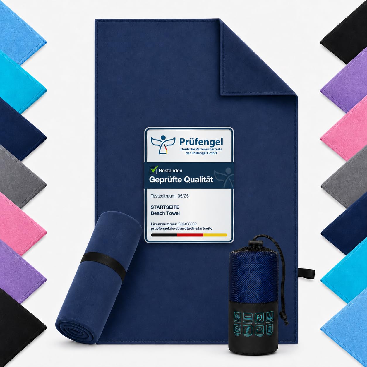 Microfibre Towel - 250 GSM Highly Absorbent Gym Towel & Travel Towel, 40*80cm Lightweight Quick Dry Towels for Adults, Soft Sports Towel for Swimming, Yoga, Camping, Hiking & Beach Midnight Navy
