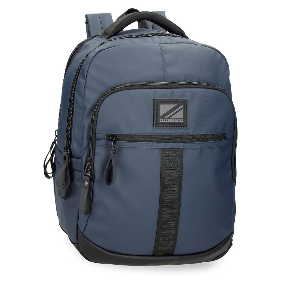 Pepe Jeans Pepe Jeans Hoxton Black and Blue Polyester PU Laptop Backpack