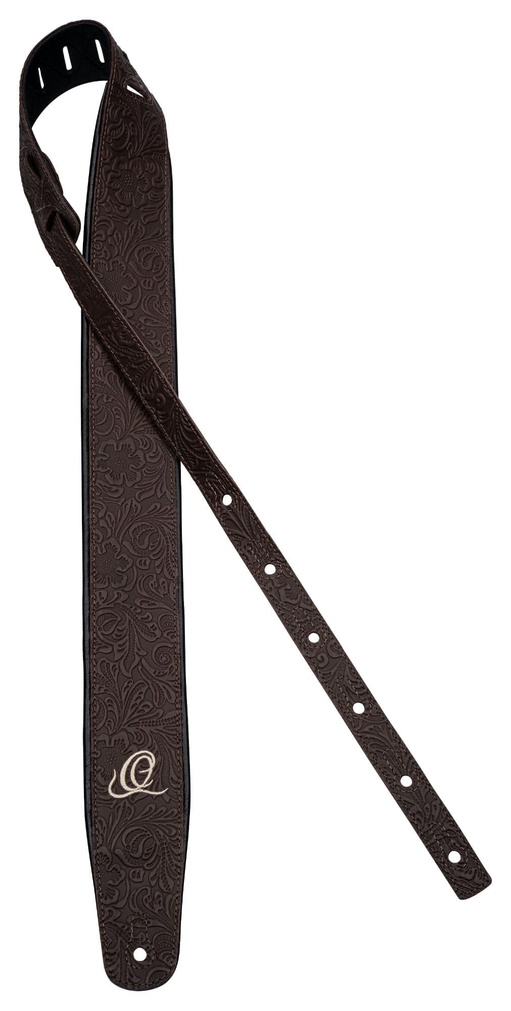 Ortega Guitars Gitarrengurt Länge Verstellbar - Akustik Gitarre / Bass, E-Gitarre, E-Bass - Byzantine Series - Echtleder, Byzantine Cocoa (OSBY-2)
