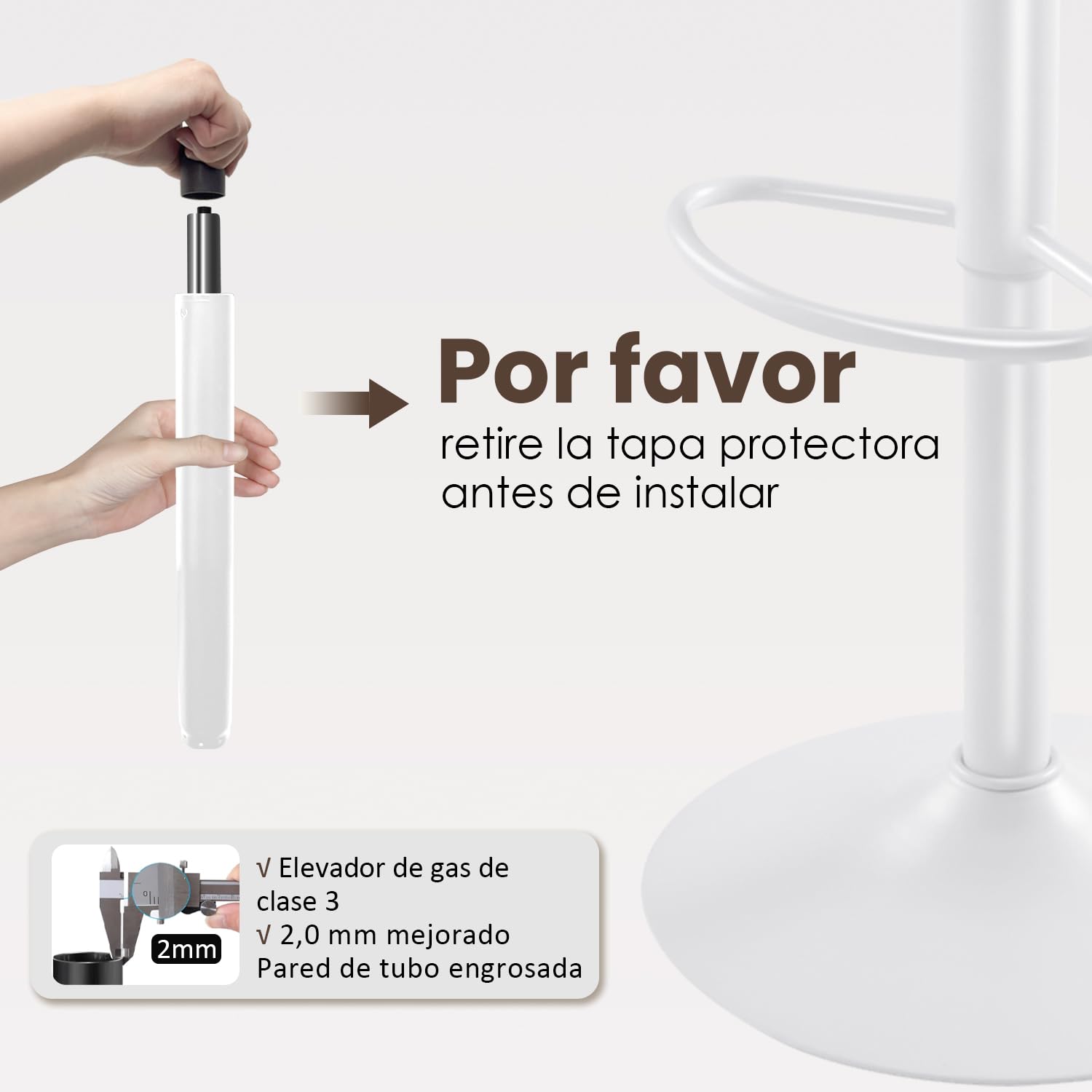 Kidol & Shellder Lot de 2 tabourets de Bar réglables en Hauteur et pivotants avec Dossier et Repose-Pieds – Chaises de Bar en PU Cuir rembourré, Style Moderne Industriel, Blanc, pour Cuisine