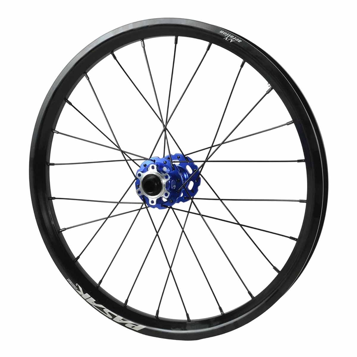 20inch 406 Folding Bike Front Wheel 712g Disc Brake 100×12/15mm Thru Axle Wheels 24holes Aluminum Alloy Double Wall Rims 2 Sealed Bearings 1.5"-2.6" Tires(Black Blue,F 15 * 100)