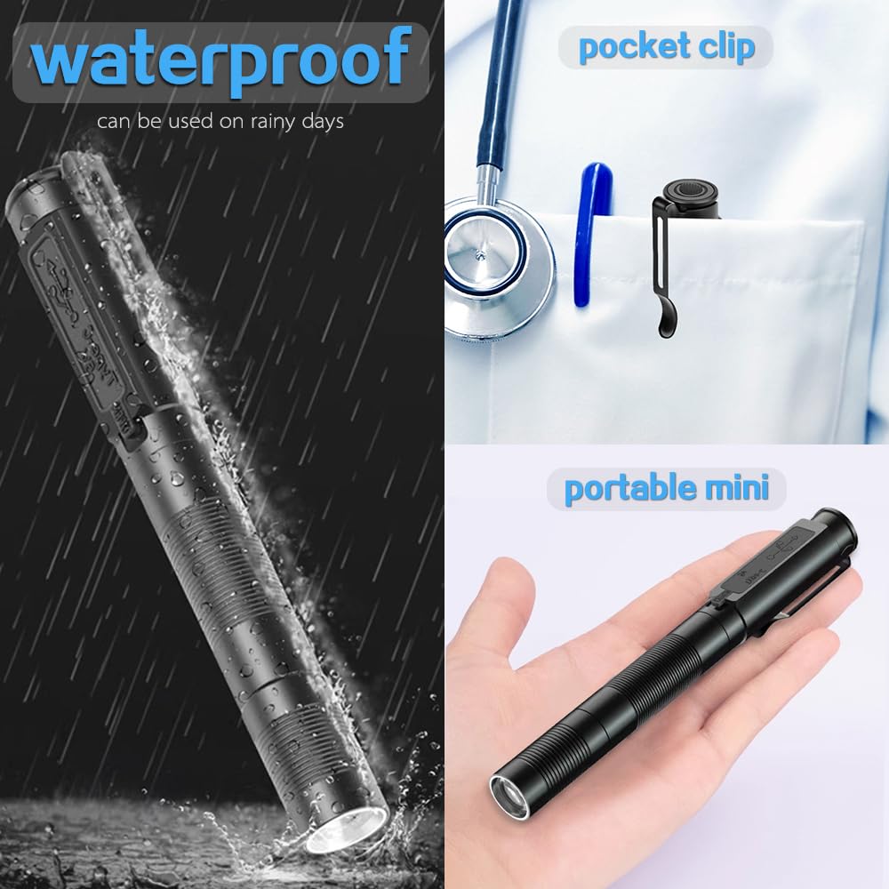POCKETMAN LED Pen Torch Mini Flashlight Pocket Clip Waterproof Powered by by Type-C USB Charging for Outdoor Gear for Hiking Camping - Image 4