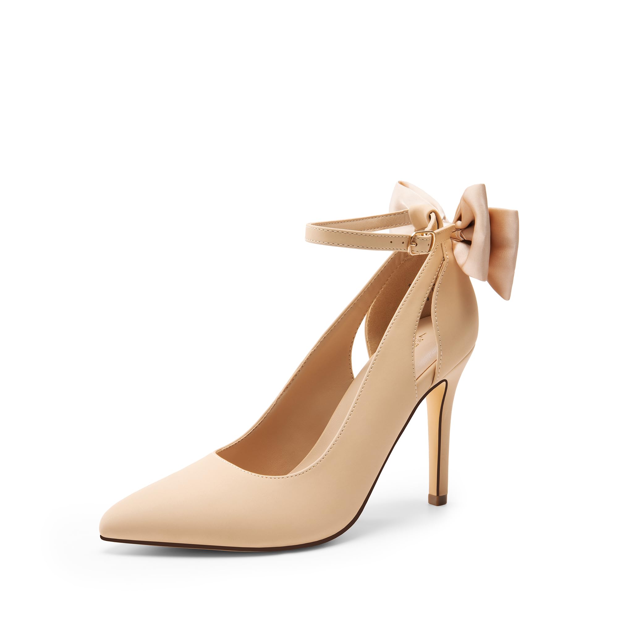 DREAM PAIRS Zapatos de vestir de tacón alto para mujer, con tiras, puntiagudos, con lazo, sexy, para fiesta, boda
