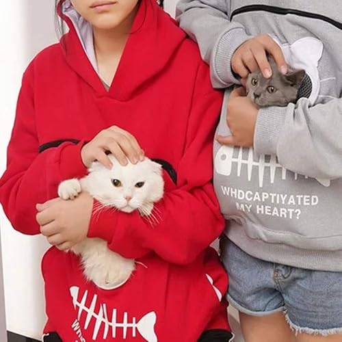 Miniatura 17 de Sudadera con capucha para transportar mascotas para hombre y mujer, con soporte para cachorros y gatitos, sudadera con bolsa de animales, sudadera