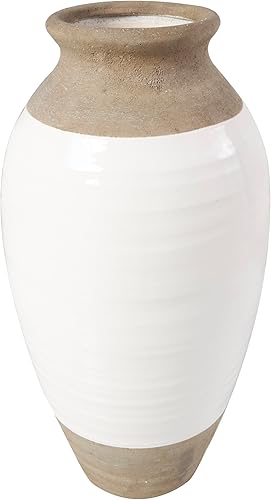 Miniatura 4 de Deco 79 Jarrón de cerámica con cuerpo blanco, 12 x 12 x 25 pulgadas, gris, tamaño grande