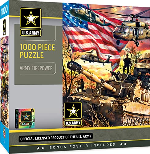 Rompecabezas MasterPieces US Army Firepower de 1000 piezas – Arte vibrante y piezas duraderas – Actividad familiar, desafío mental y entretenimiento educativo para adolescentes o adultos miniatura 1