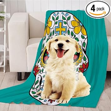 GIANTE Pet 3D Digital Dog Cat Blanket, Snuggle Cozy Flannel Puppy Cushion Sleep Mat Skull