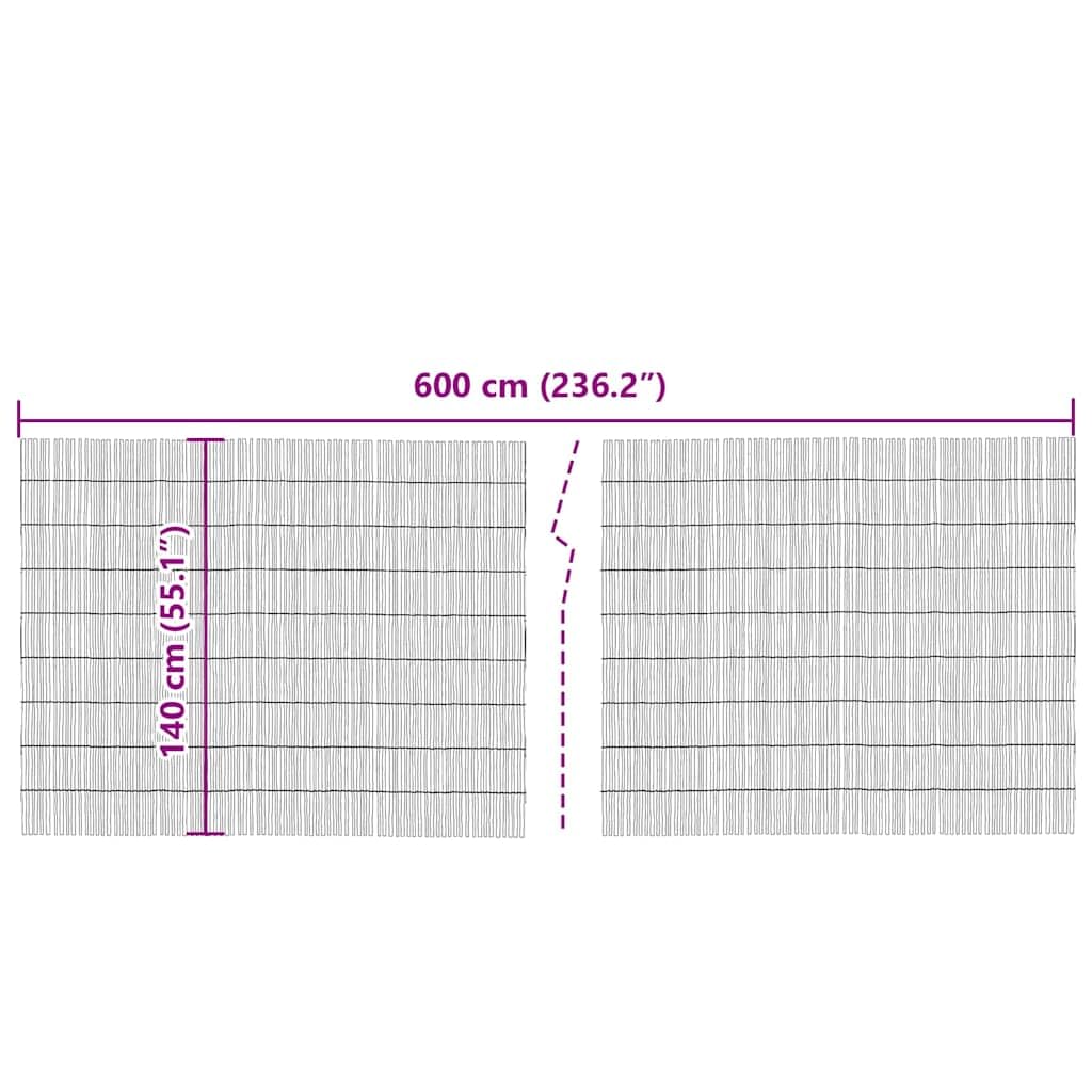 Valla de caña natural para jardín 600 x 140 cm como valla de jardín de juncos para privacidad y estera multifuncional como protección visual para terraza con valla de protección visual