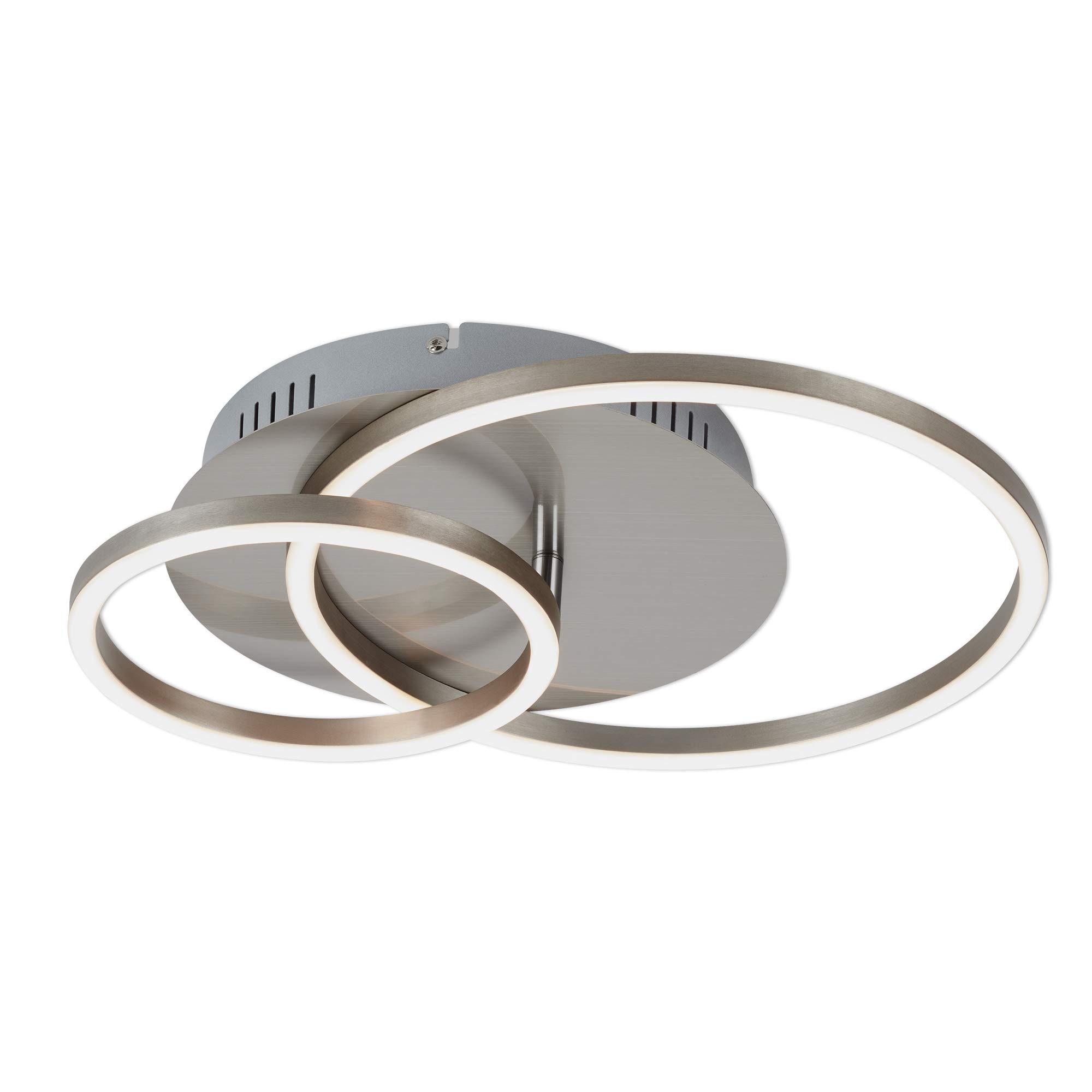 BrilonerLeuchten 3222-012 LED Ceiling Light, Dimmable with Memory Function, 1 LED Module Rotatable, 30 Watt, 2,400 Lumen, 3,000 Kelvin, Matte Nickel, 390 x 300 x 80 mm (L x W x H), Matte Nickel