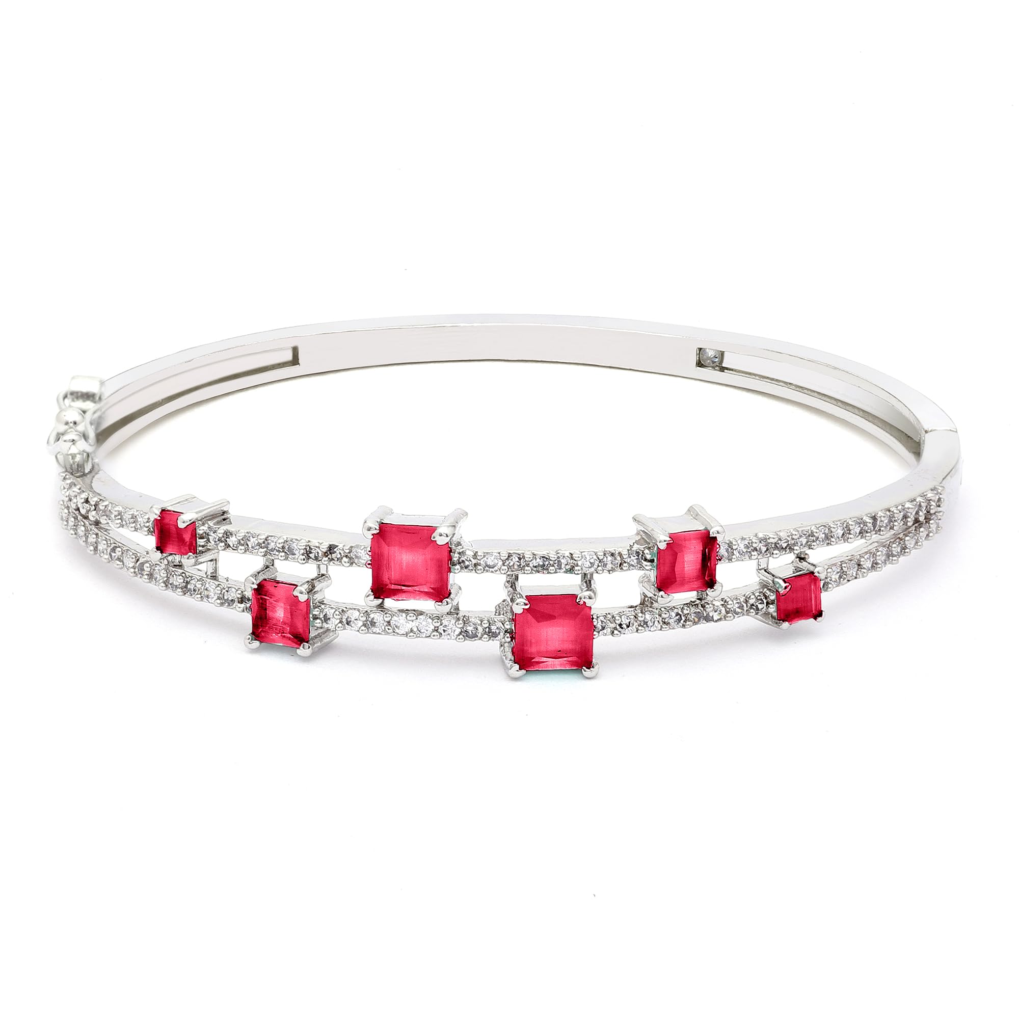 ZENEME Bracelet Rhodium-Plated Red AD Studded Handcrafted Contemporary Kada Openable Bracelet For Women & Girls (B0CGNT9GCQ) Amazon Price History, Amazon Price Tracker