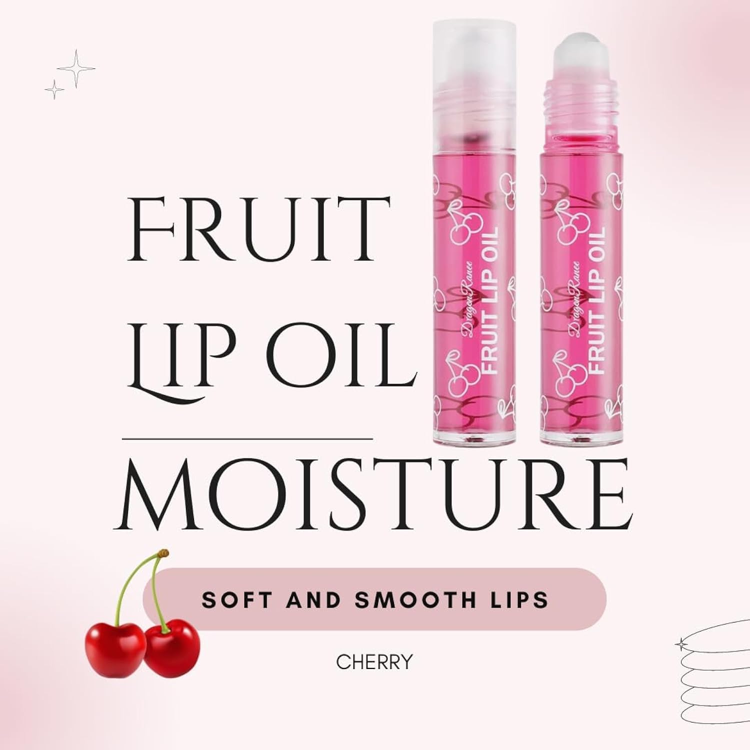 Fresh Fruit Roll-on Lip Oil, Lip Makeup Primer, Moisturizing Clear Transparent Oil Long Lasting Hydrating Lip Gloss Cosmetics