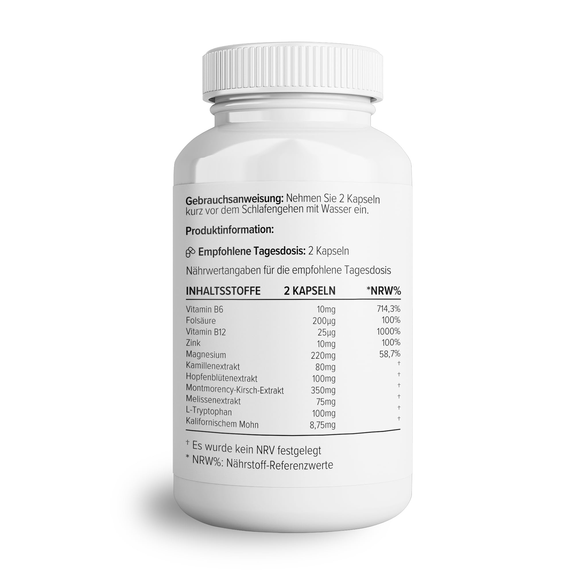 Theonia Nacht-Complex mit 100 mg L-Tryptophan, Kamille & Zitronenbalsam Natürliches Nahrungsergänzungsmittel für Schlaf & Entspannung – 60 Kapseln, gentechnikfrei, vegetarisch