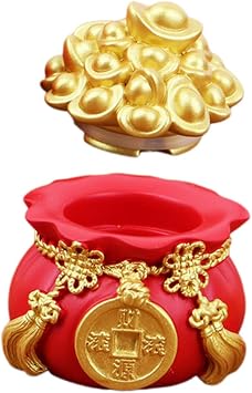 LIFKOME Feng Shui Money Bag Resin Statue Set of 3 - Lucky Wealth Money Bank Figurines for Home Office Car Decor Desktop Ornament