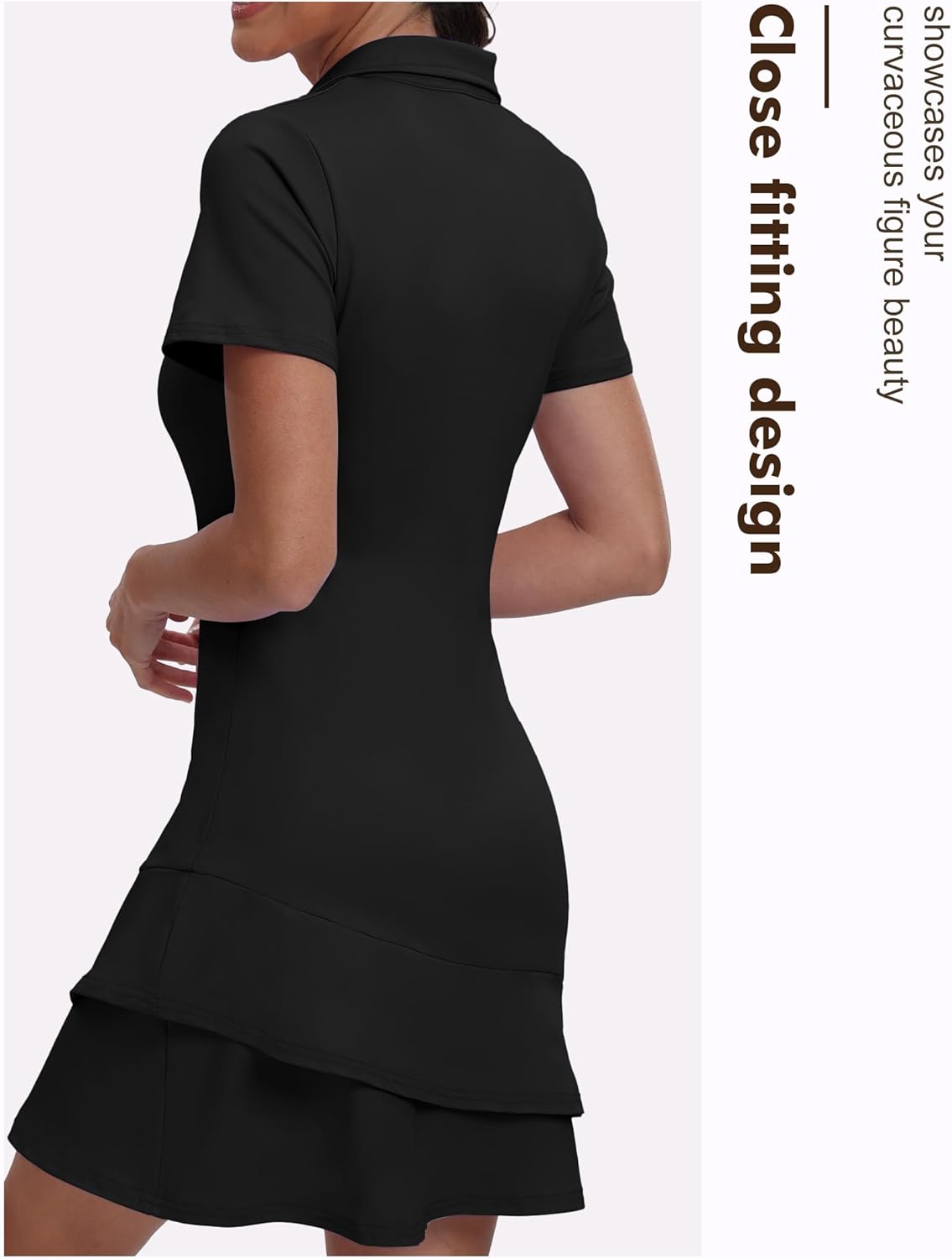 Womens Two Piece Tennis Golf Dress UPF 50+ Active Athletic Exercise Sports Wear with Pocket and Shorts - Image 3