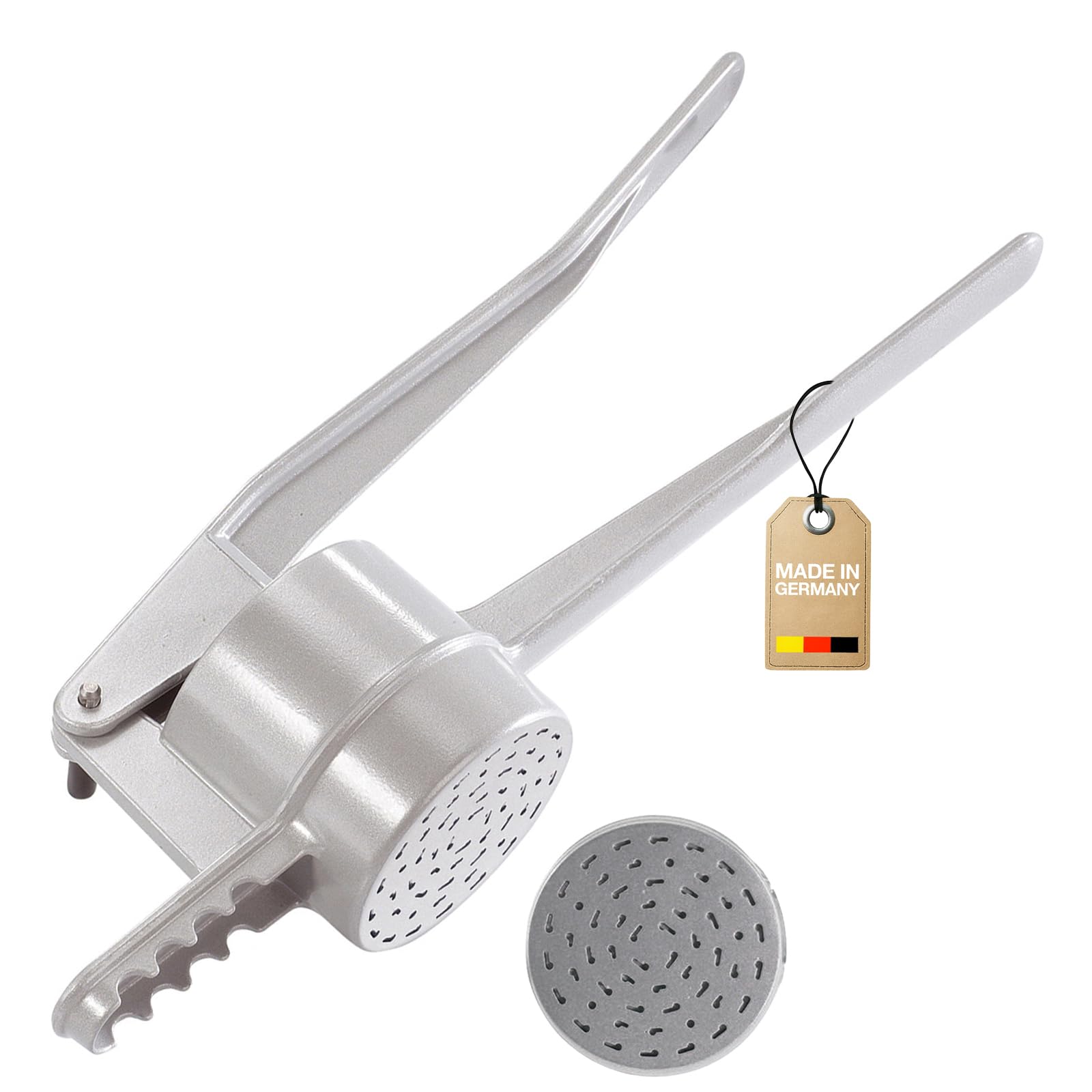 Westmark Spaetzle/Potato Press, with traditional holes for handmade-style spaetzle, die-cast aluminium, length: 41 cm, Spätzlechef, silver, 61202230