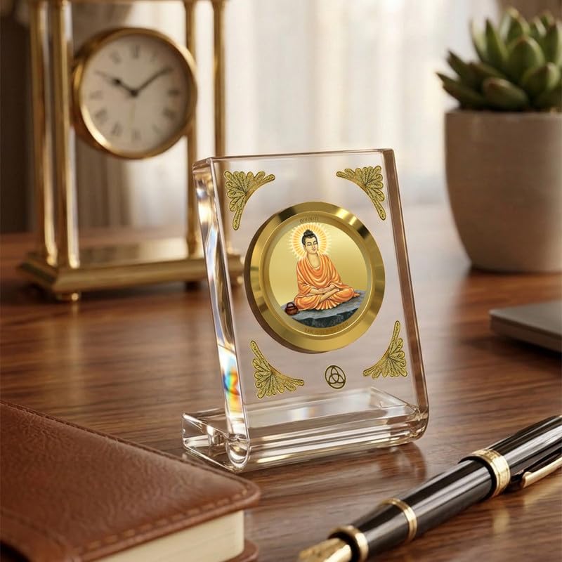 Image of DIVINITI 24K Gold Plated Religious Car Dashboard Frame | Premium God Idol Frame for Car, Home Mandir & Office Table | Spiritual Gift, Decorative Showpiece