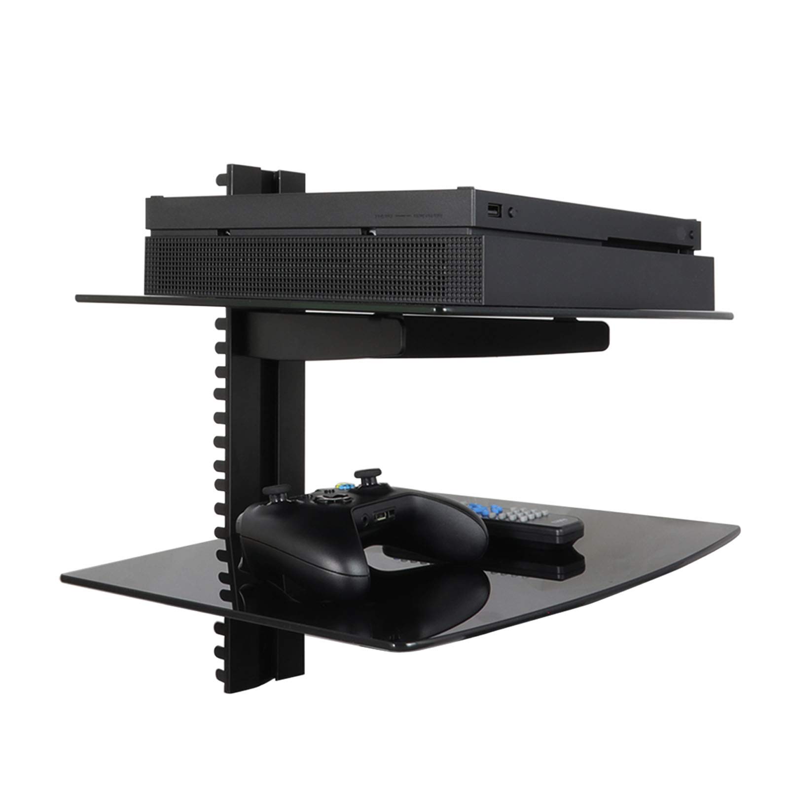 Amazon.co.jp: MegaMounts DVD302 強化ガラス ダブルシェルフ 壁  