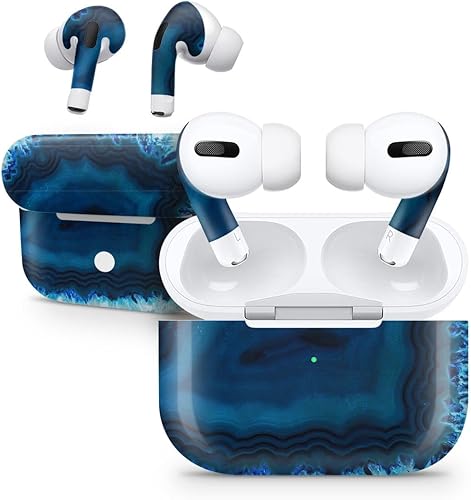 DesignSkinz - Compatible con AirPods Pro 2 - Adhesivo protector de vinilo resistente a los arañazos - Cristal de ágata azul vívido
