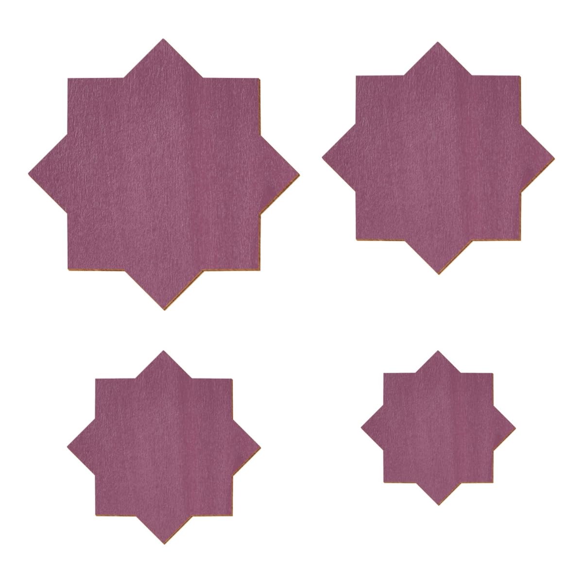 Estrella de madera violeta con 8 puntas – Decoración manualidades 3 – 50 cm, paquete con 25 unidades, ancho: 43 cm