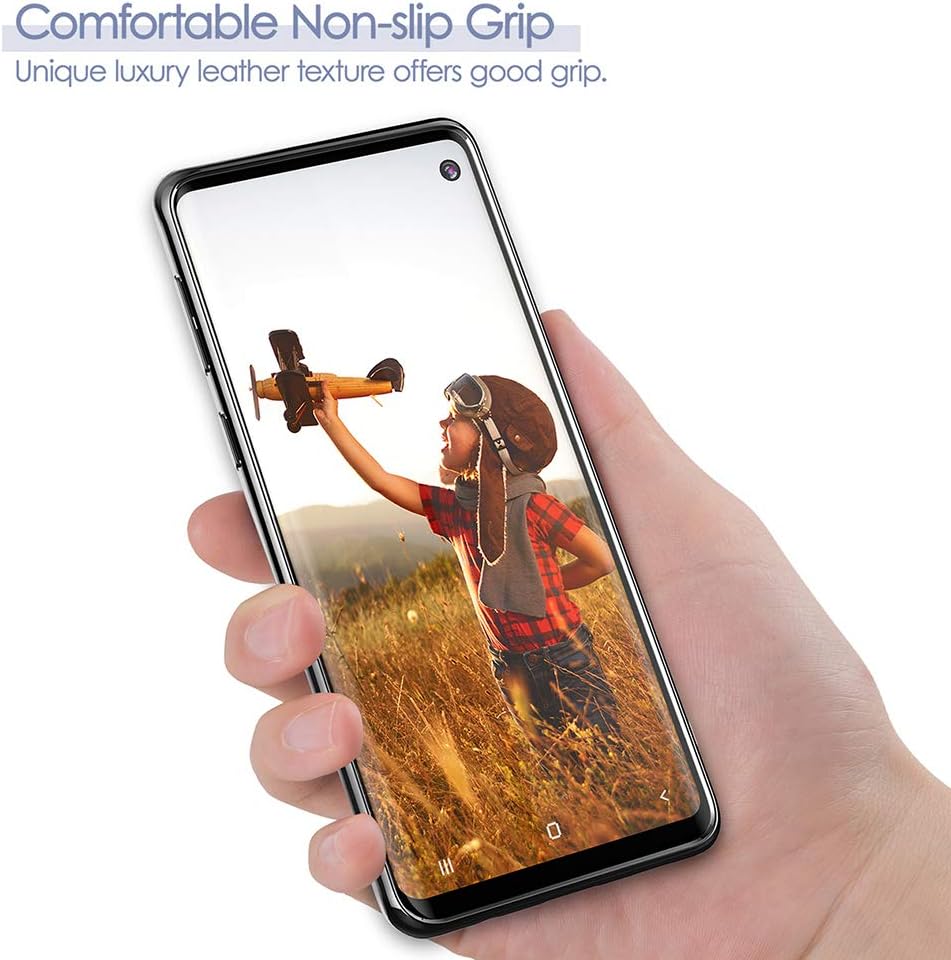 LOHASIC Galaxy S10 Plus Case, Luxury Leather Slim Fit Soft Flexible PU Coated Electroplated Bumper Grip Scratch Resistant Protective Cover Cases for Samsung Galaxy S10 Plus (2019) - Navy Blue