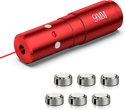Vista 13 de EZshoot Bore Sight Láser 9mm/ 223 5.56mm/ 30-06/25-06/270 /300BLK 7.62x35mm/ 6.5CM/ 12 Calibre de Calibre Rojo Láser Boresighter con Baterías Extras