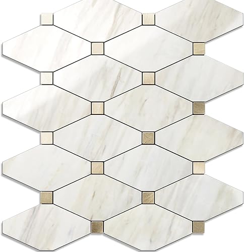 Miniatura 24 de STICKGOO 1 hoja de salpicaduras de pared para despegar y pegar, adhesivos de azulejos compuestos de aluminio Calacatta, salpicaduras autoadhesivas