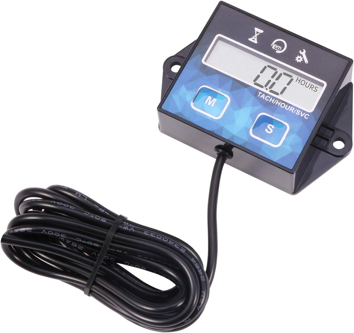 AIMILAR Digital Engine Tach Hour Meter Tachometer Gauge for Small Engine Boat