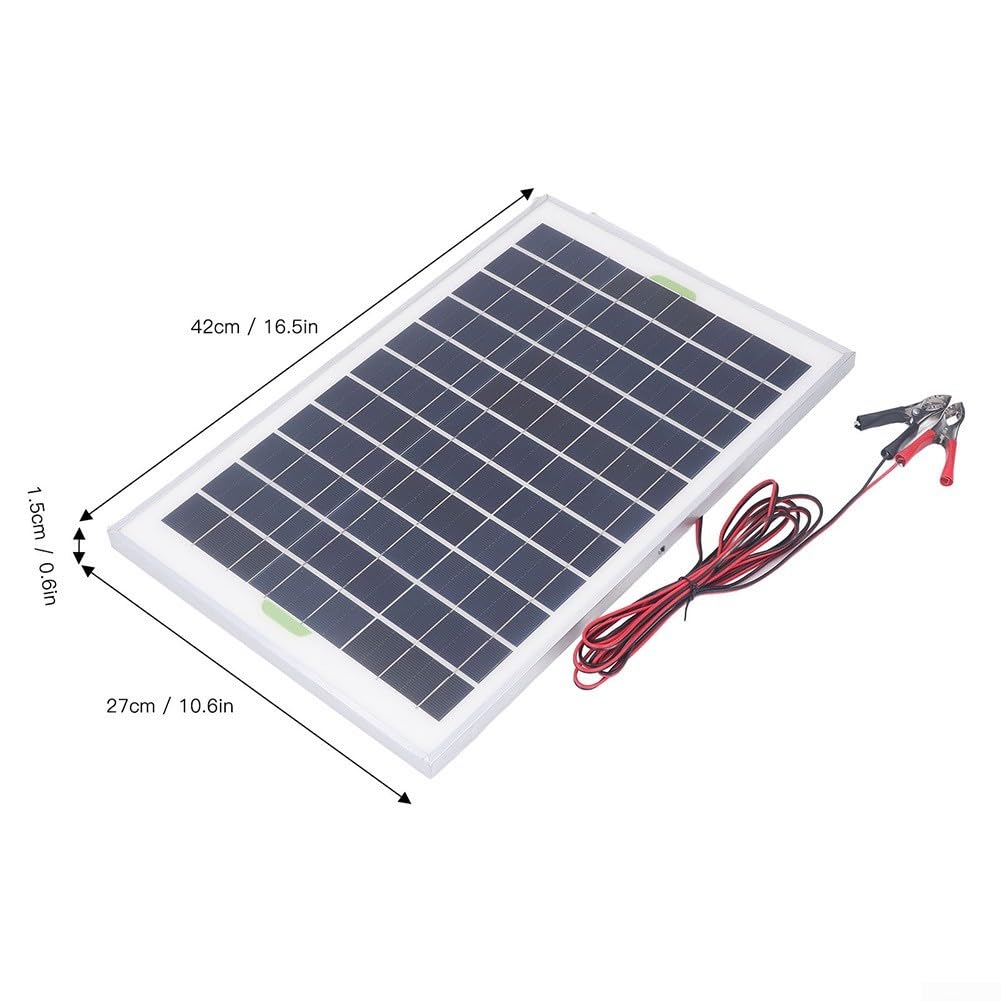 Kit pannello solare policristallino da 20 W con regolatore di carica da 10 A per la ricarica della batteria da 12 V in ambienti esterni e luoghi di lavoro (include controller)