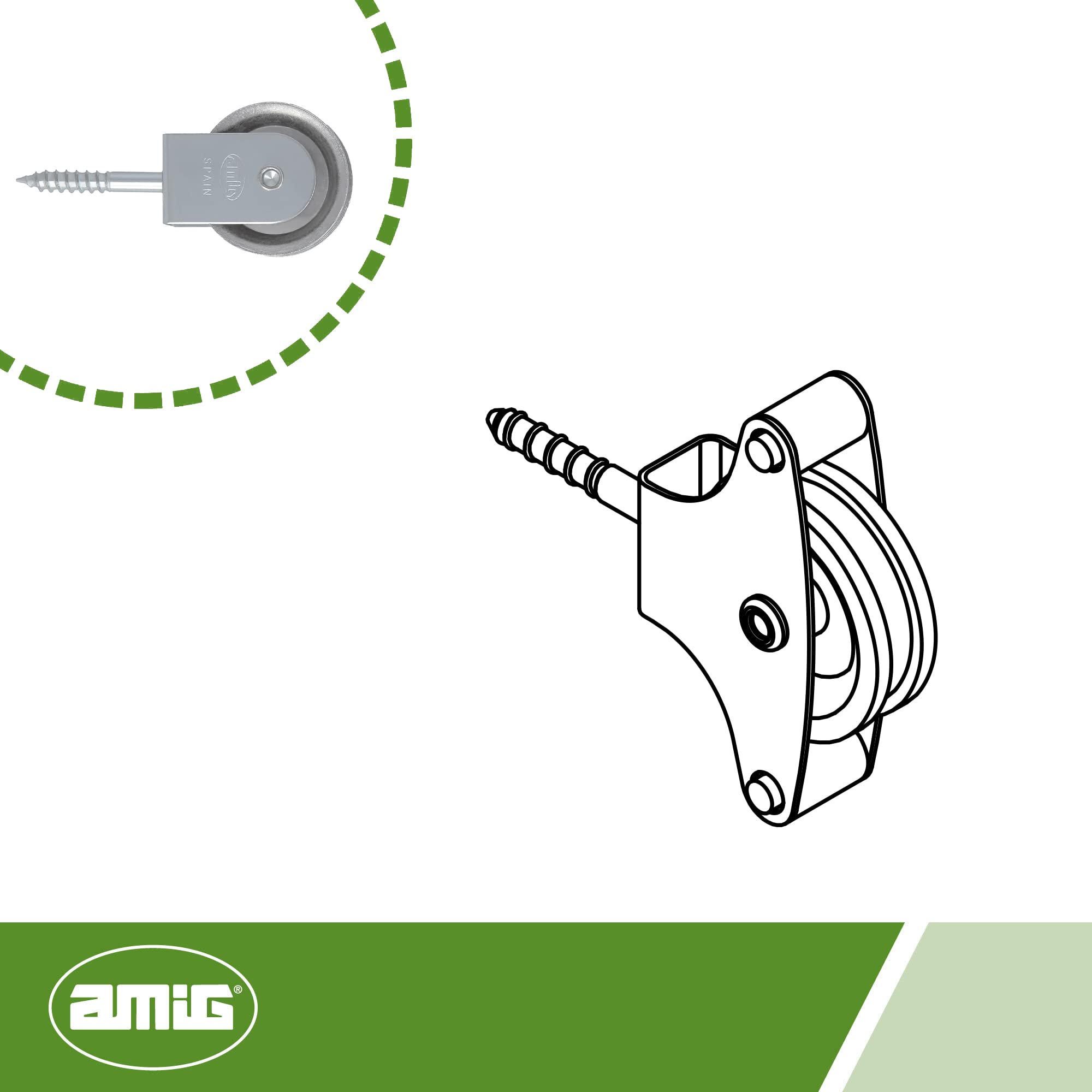 Amig - Clothesline Pulley - Steel Pulley with Metal Sheave - Strong and Easy to Install - 39 mm - Steel - Silver - Image 4