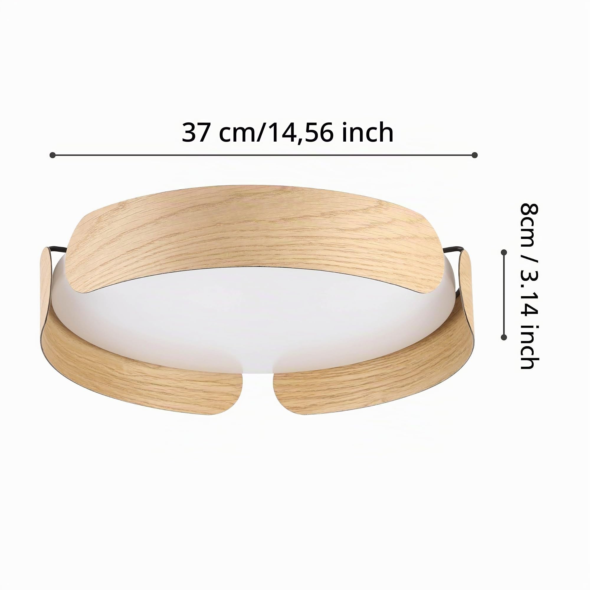 Eglo Luminaire plafonnier LED Valcasotto, lustre minimaliste en métal | aspect bois et plastique blanche, lampe de plafond pour salon et chambre à coucher, blanc chaud