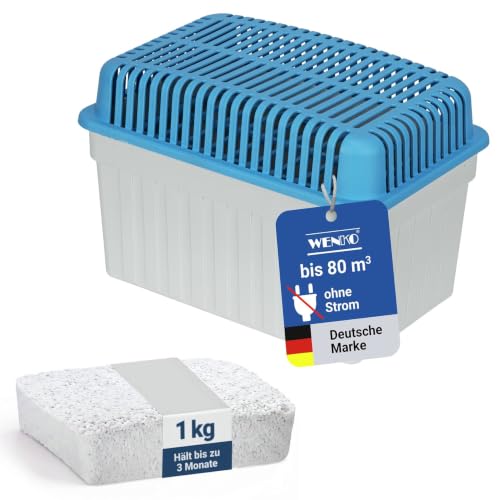 WENKO Feuchtigkeitskiller mit 1 kg Granulatblock, Raumentfeuchter, fasst bis zu 1,4 Liter...