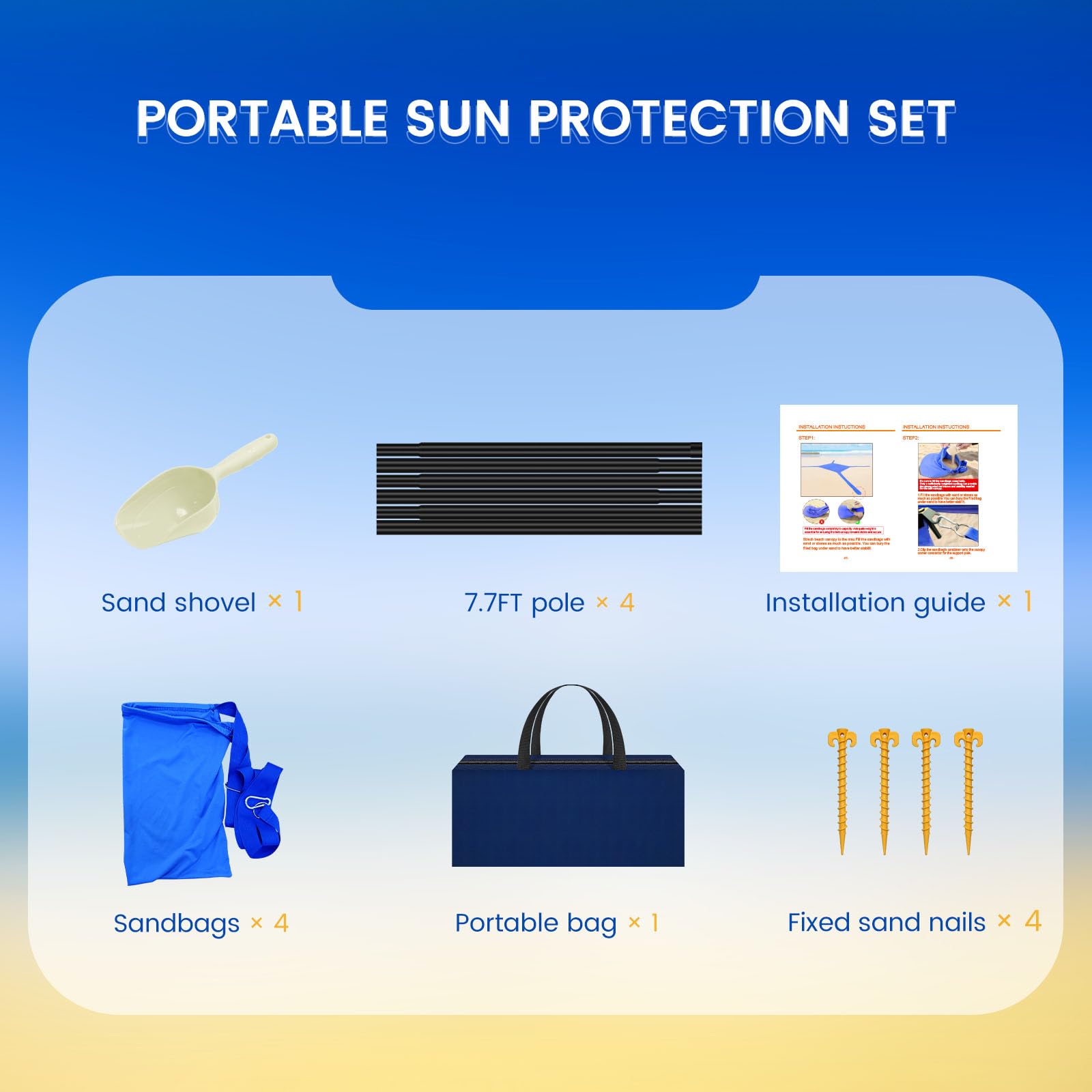 besuhot Beach Tent Sun Shelter 10x10FT Beach Shade Canopy with 8 Sandbags, UPF 50+ Protection Beach Shade Canopy, Outdoor Tent for Beach Camping Trips, Fishing, Backyard - 4